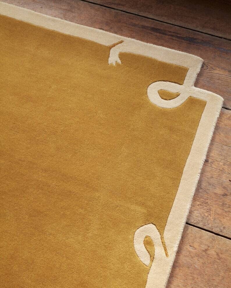 Hand tufted Zealand wool hand tufted modern design carpet New Yellow rug