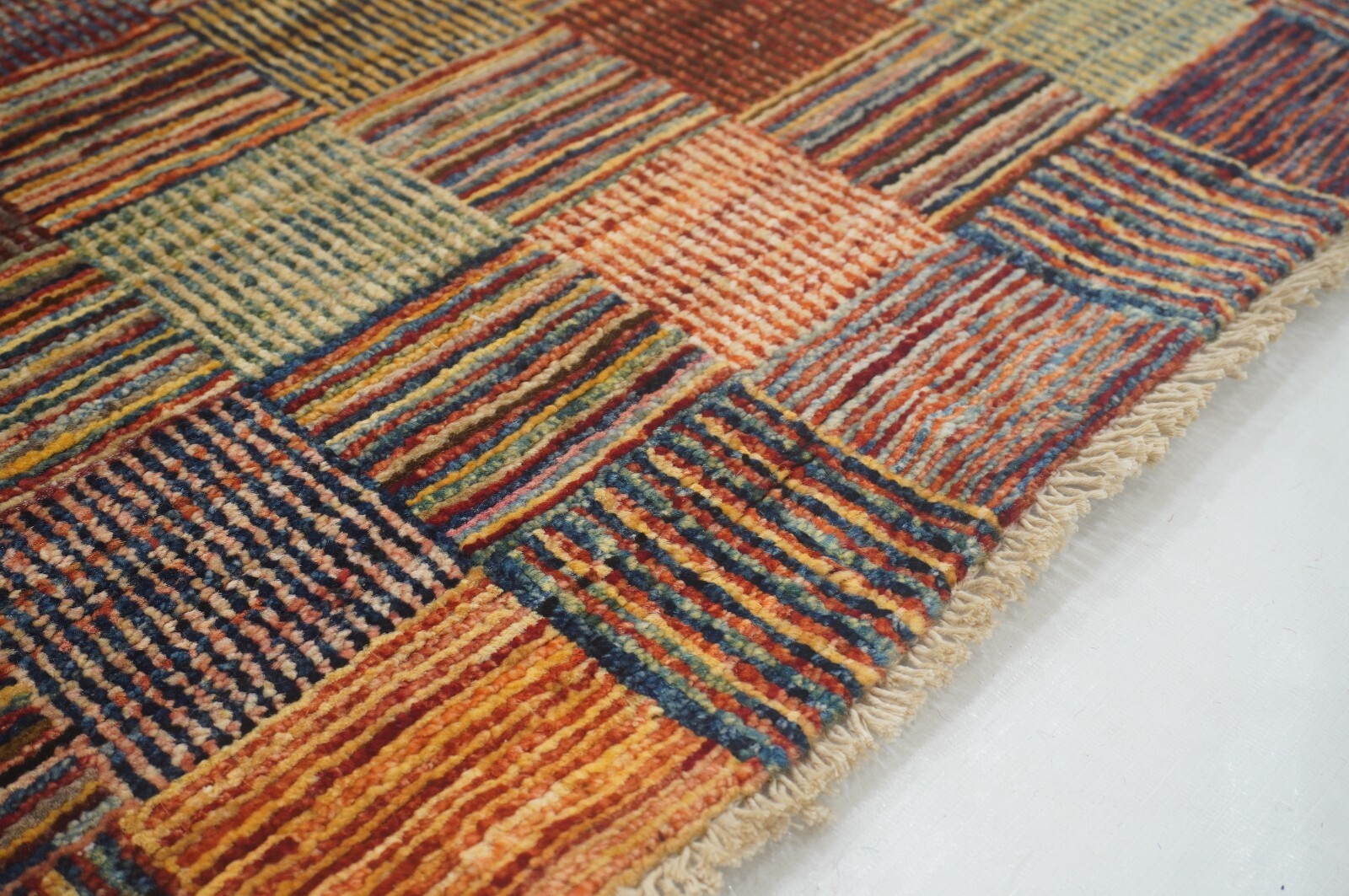 3 x 5 ft Multicolor Weave Pattern Gabbeh Afghan Hand Knotted Rug