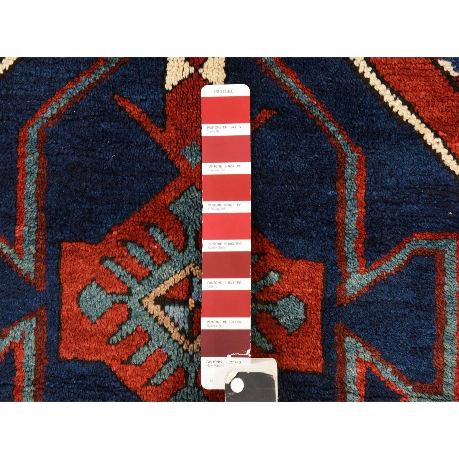4’x8’9″ Navy Blue Antique Caucasian Rug Armenian Kazak Wool Hand Knotted Runner