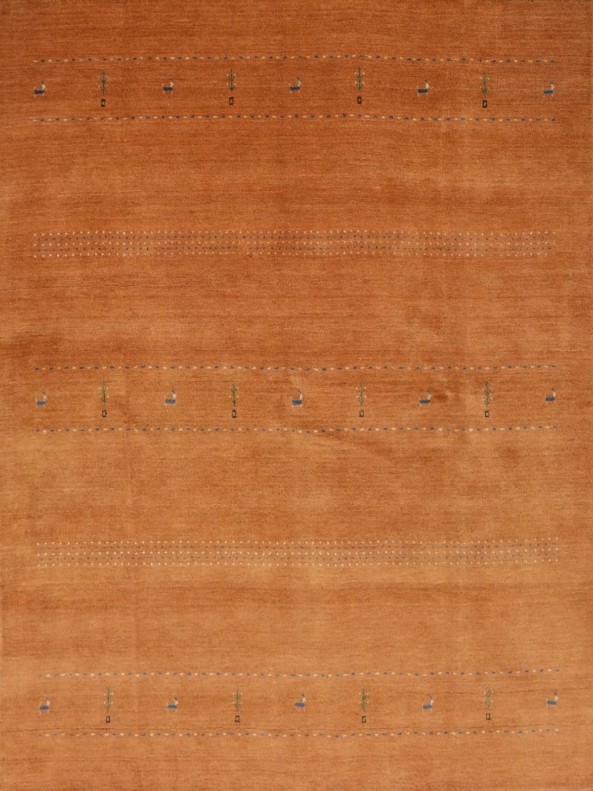 Elegant Orange Tribal Square Area Rug 8×8 Hand-knotted with Subtle Details