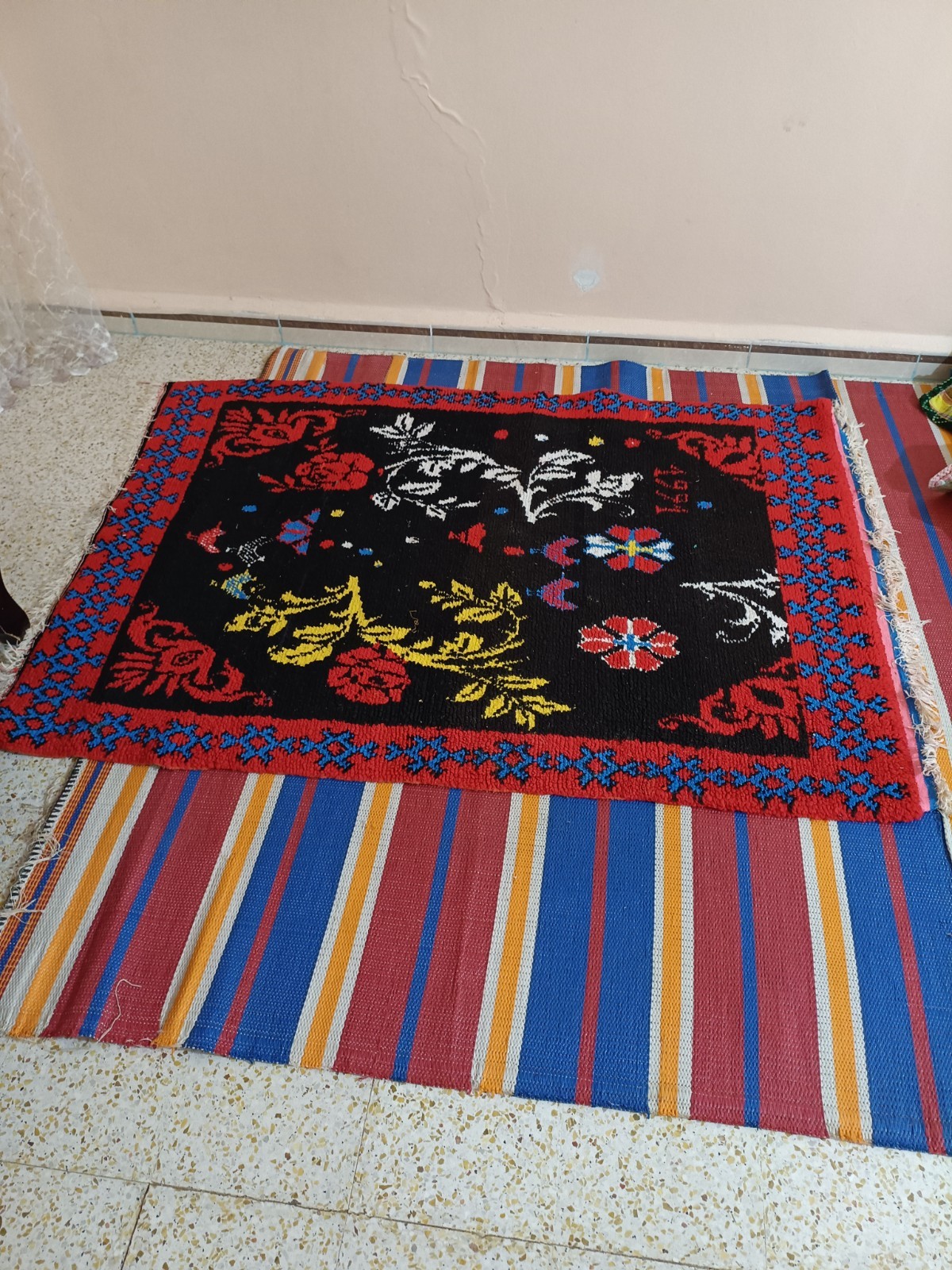 Vintage Tradutional Algerian Rug Handmade Berber Wool Carpet Bohemain Decor