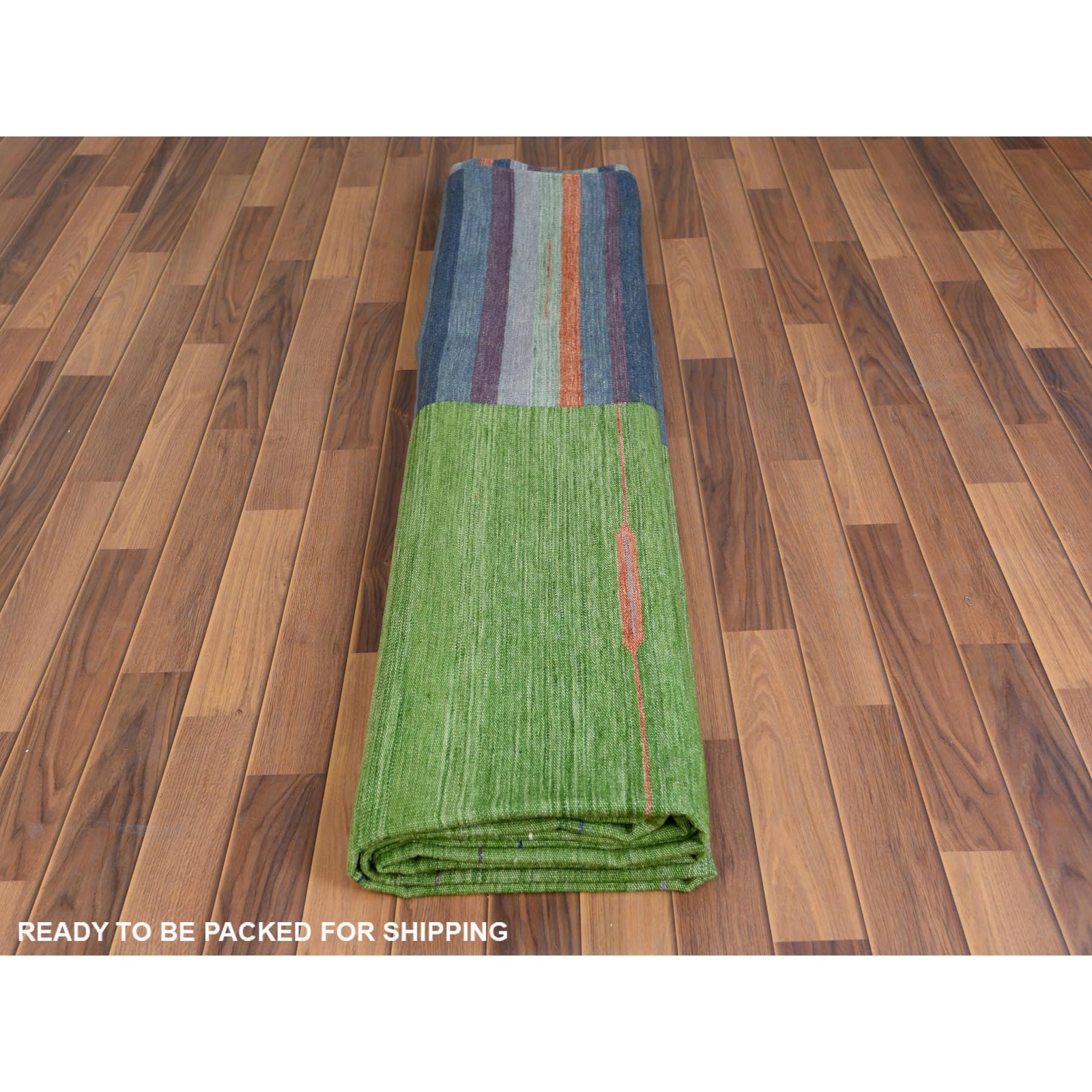 10’4″x14’2″ Flat Weave Kilim Stripe Design Wool Hand Woven Over Size Rug R60097