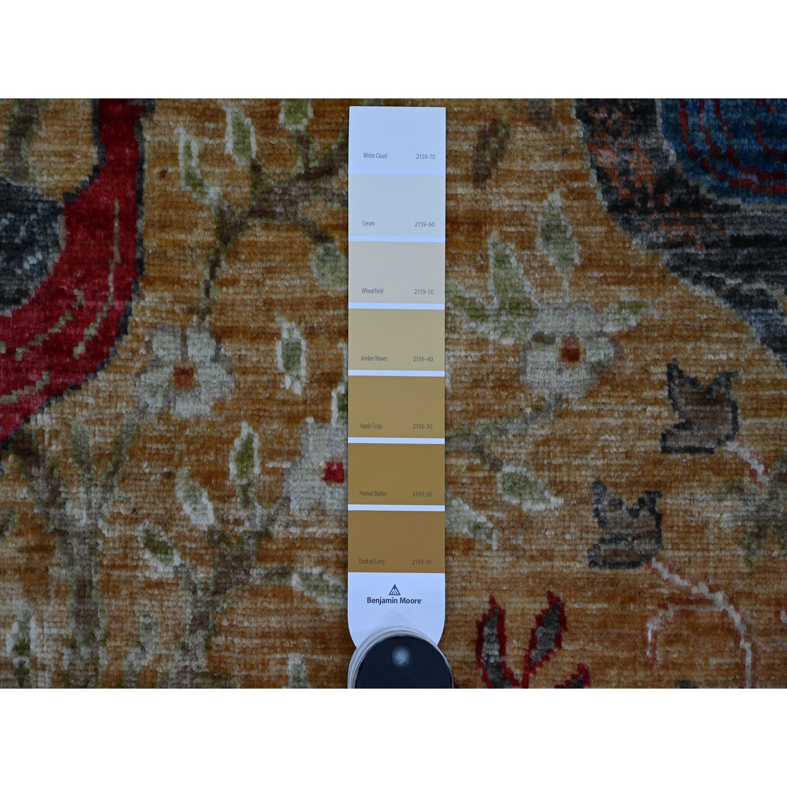 8’10″x11’10” Brown Peshawar Birds of Paradise Design Hand Knotted Soft Wool Rug
