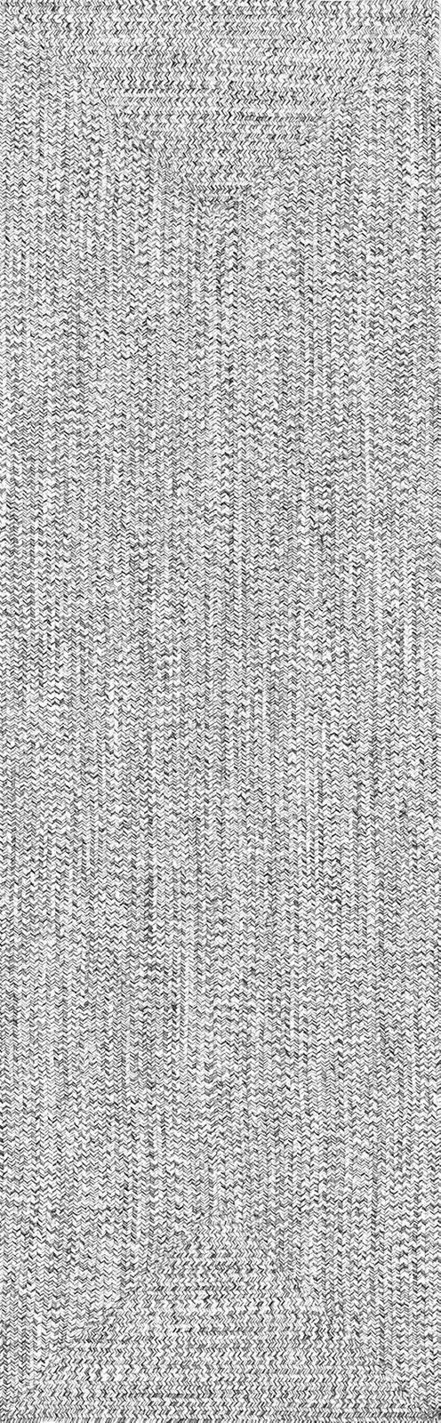 Wynn Salt and Pepper 2′ x 12′ Braided Indoor/Outdoor Rug – Pet-Friendly & Durabl