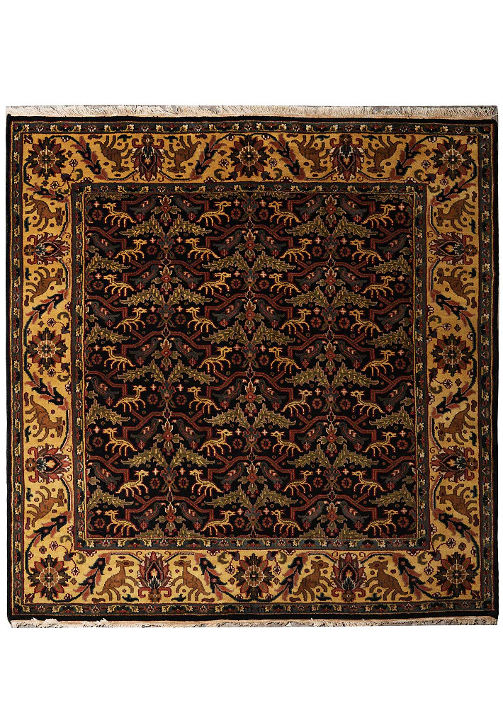 6.9 x 6.10 Feet Square Size New Handmade Wool Rug Animal Motifs #F-4018