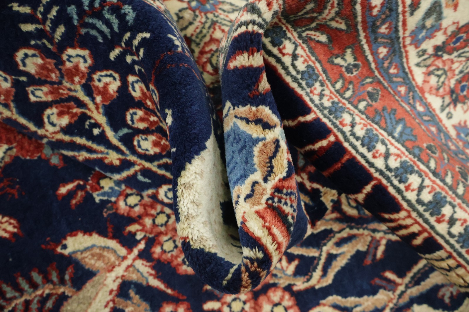 Animal Design Blue Area Rug 7×11 Ft Handmade Oriental Floral Wool Carpet