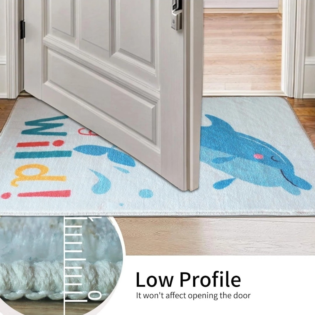 Kid’s Rug Washable 4X6 Entryway Area Rug, Dolphin Pattern Bedroom & Playroom Rug