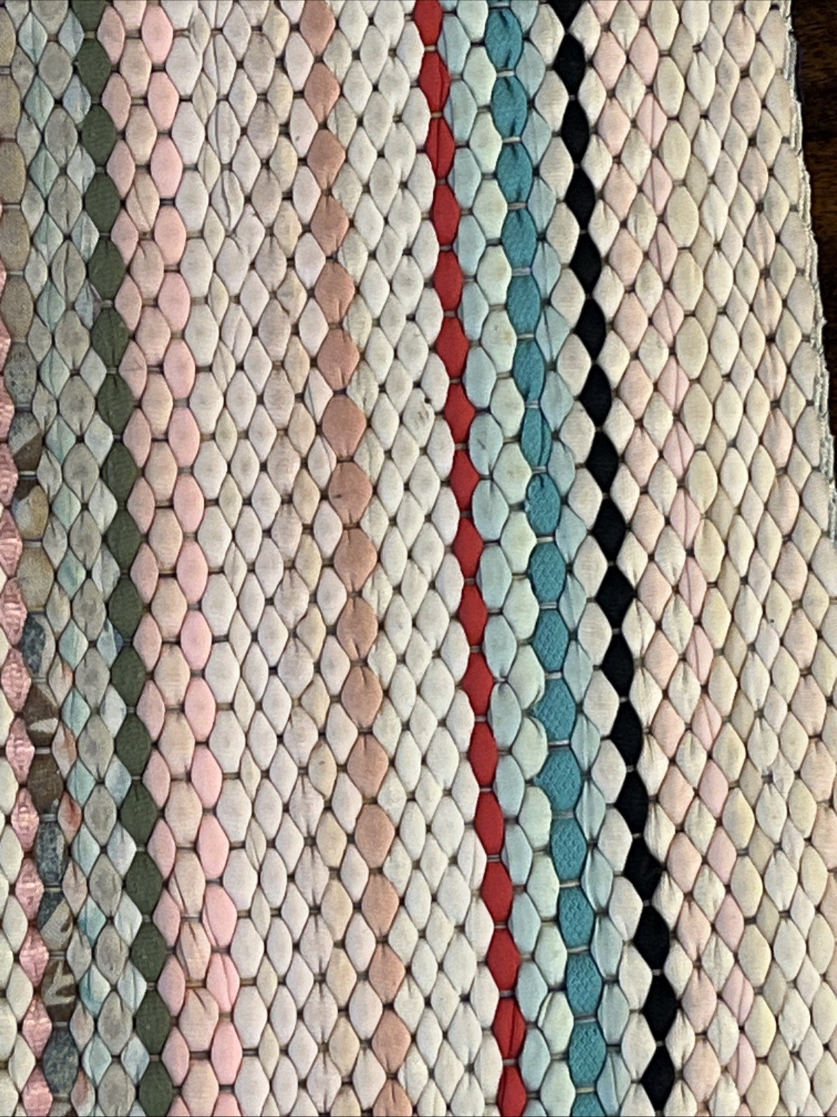 VTG Cotton Rag Throw Rug 39 x 24 Inches Pastel W Multi-Color Accents Hand Woven