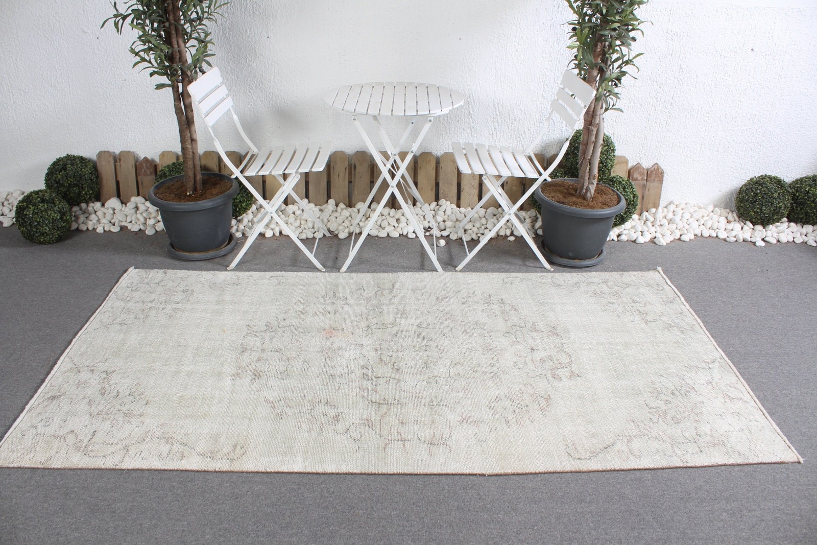 Vintage 4×7,8 ft Rug, Turkish Rug, Gray Oriental Rug Wool