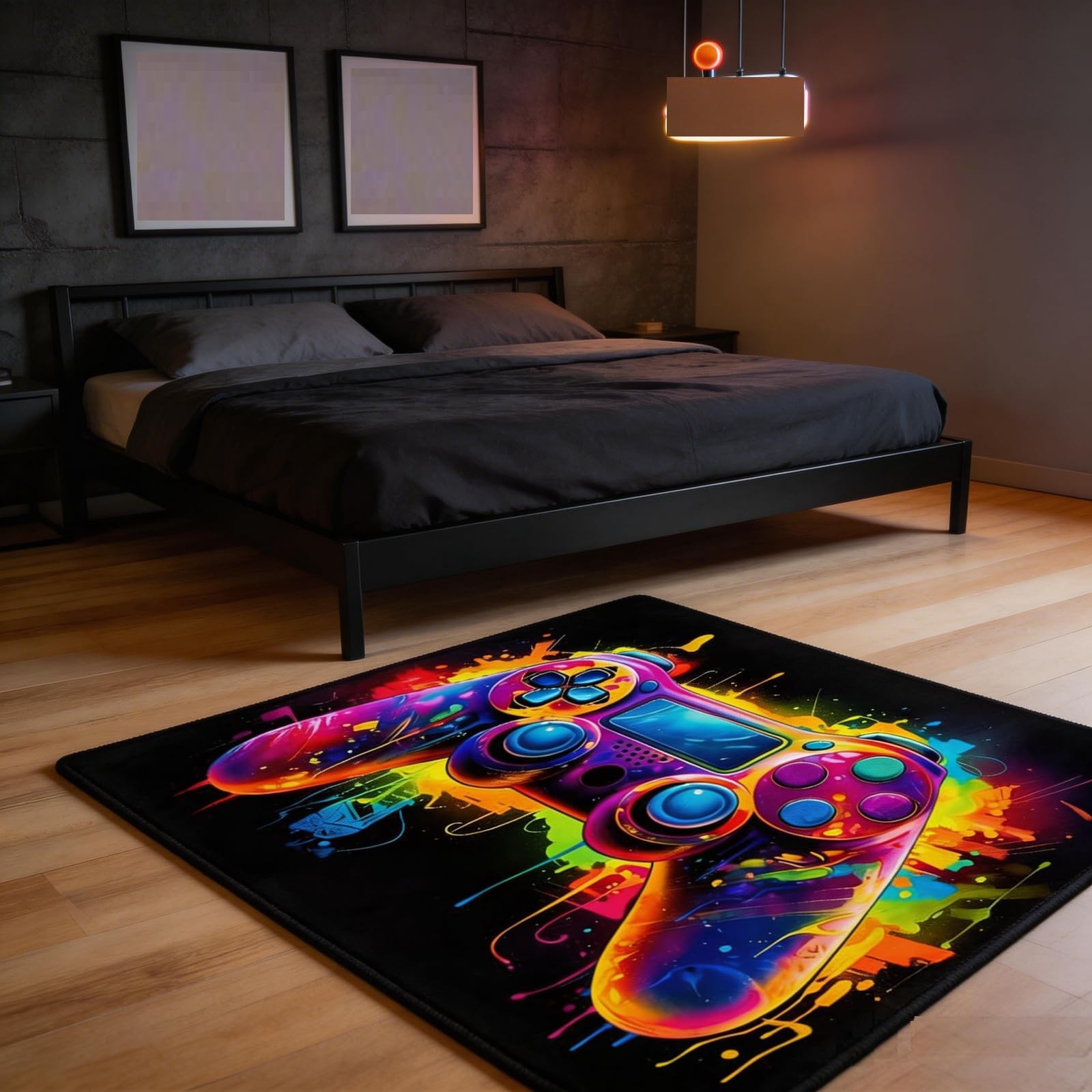 Teen Gamer Video Game Player Playroom Bedroom Area Rug Mat 63×47 Inch