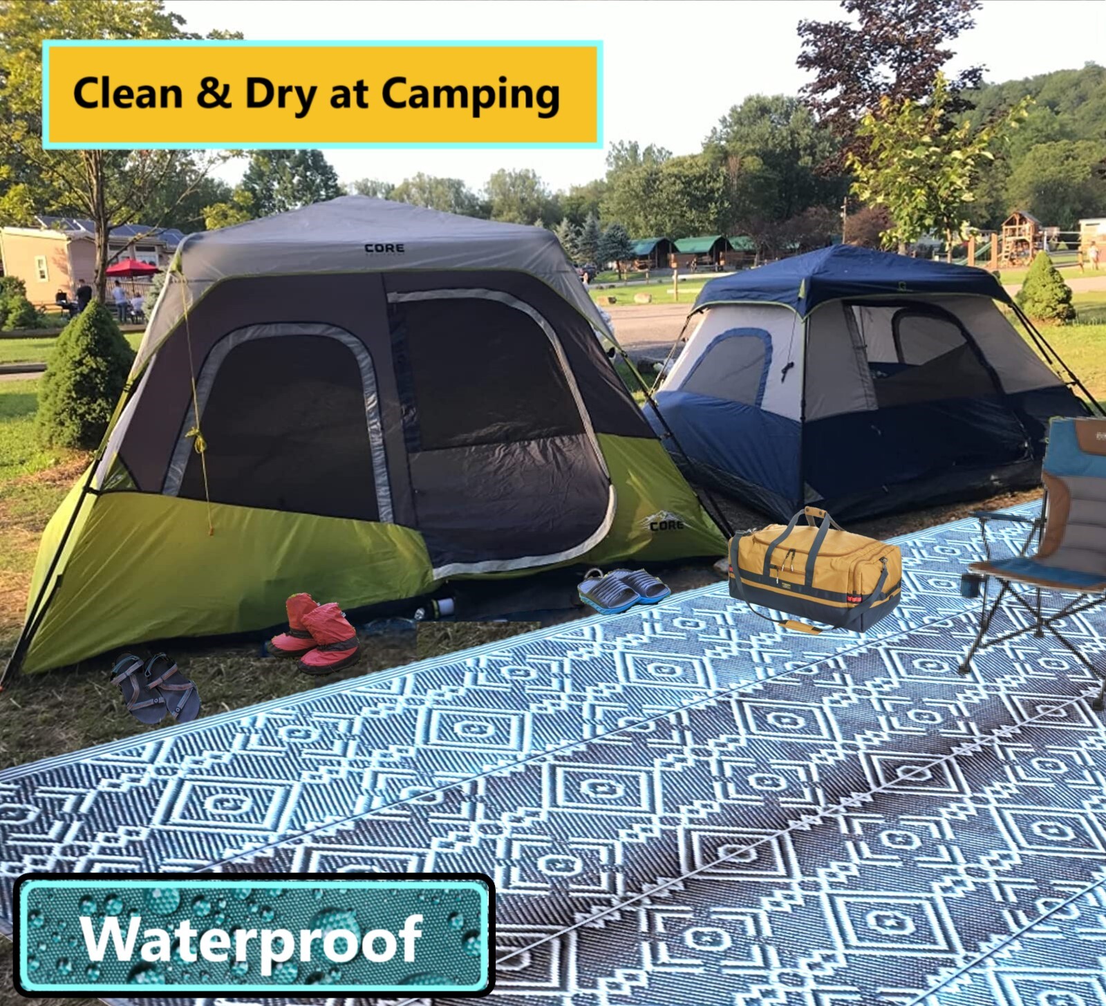 B-USA Outdoor Rug 5×7 6×9 9x18Plastic Straw Rug Patio RV Camping Waterproof Grey