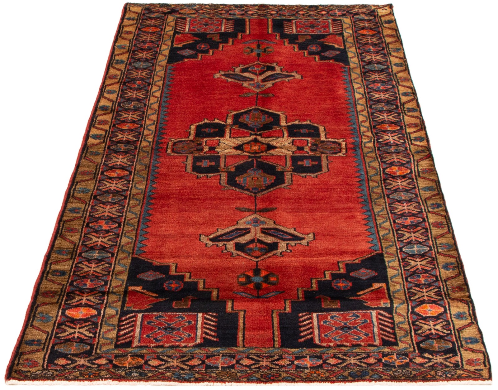 Vintage Hand-Knotted Area Rug 4’4″ x 8’2″ Traditional Oriental Wool Carpet