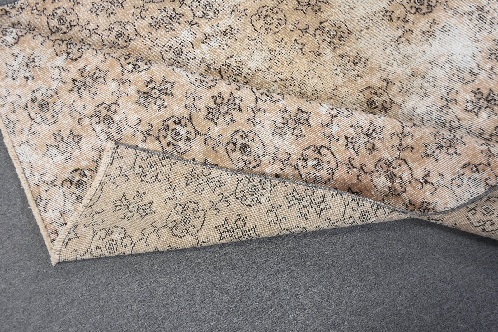 4,2×7,5 ft Vintage Area Rug, Turkish Brown Ombré Rug