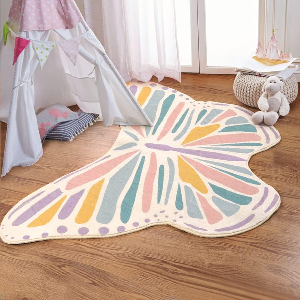 3′ x 4′ Butterfly Kids Rug Non Slip Ultra Soft Girls Bedroom Nursery Play Mat