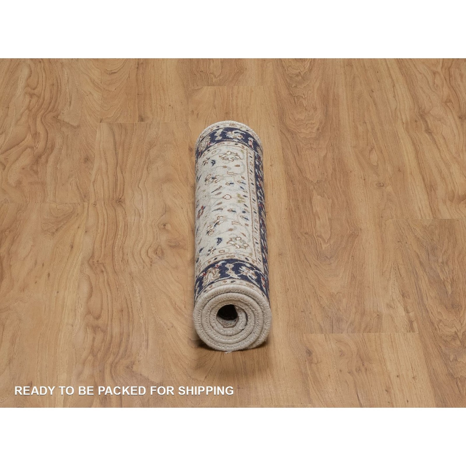 2’2″x3’2″ Ivory Nain with Flower Design Hand Knotted Wool & Silk Mat Rug 92532