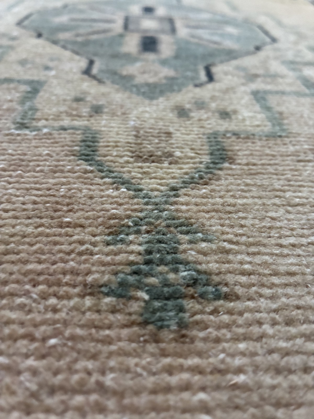 Entryway Small Accent Rug 2×3 Vintage Turkish Oushak Sage Green Wool Mat