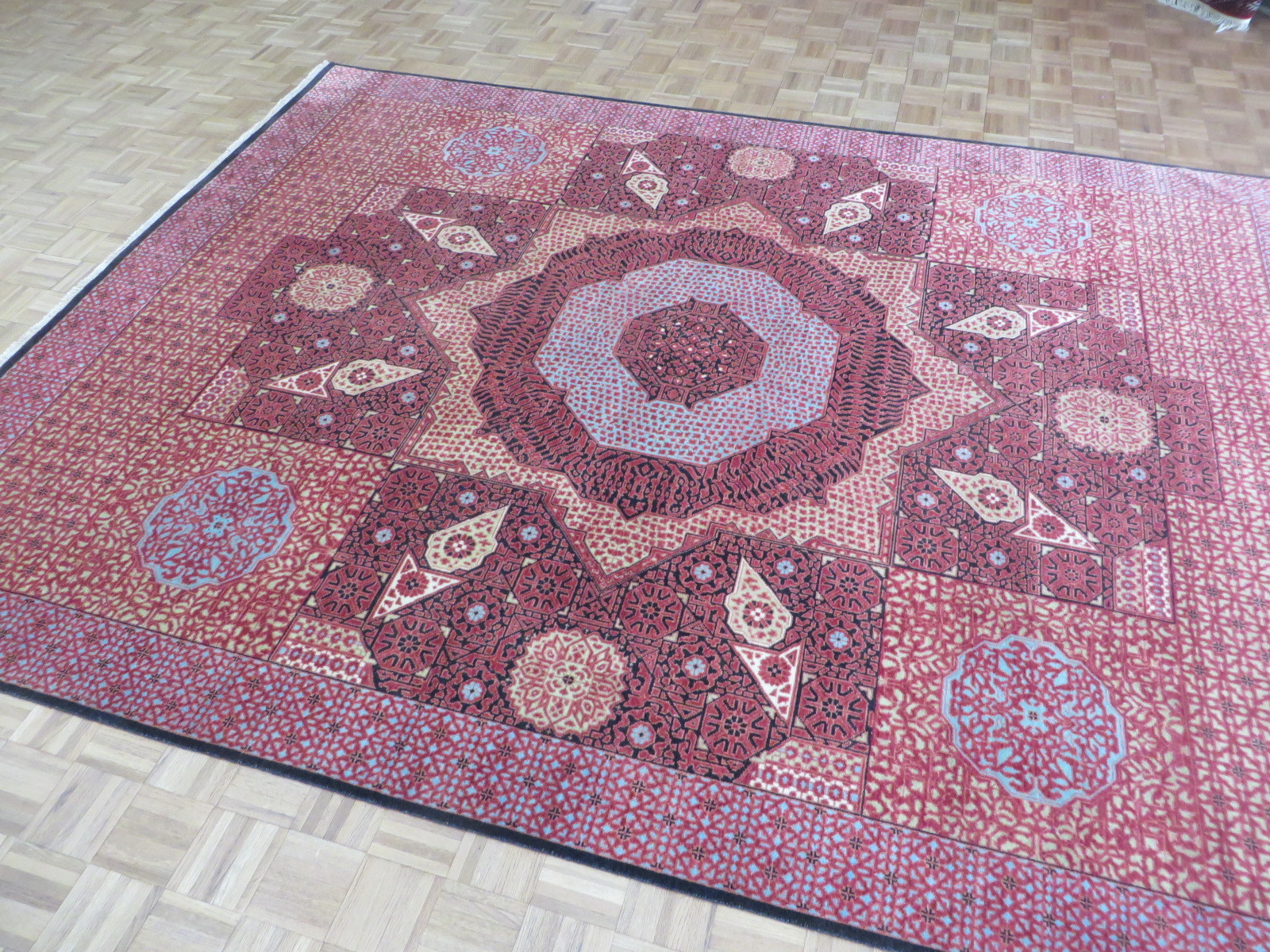 8’11 X 11’9 Hand Knotted Black Mamluk Fine Oriental Rug G4334