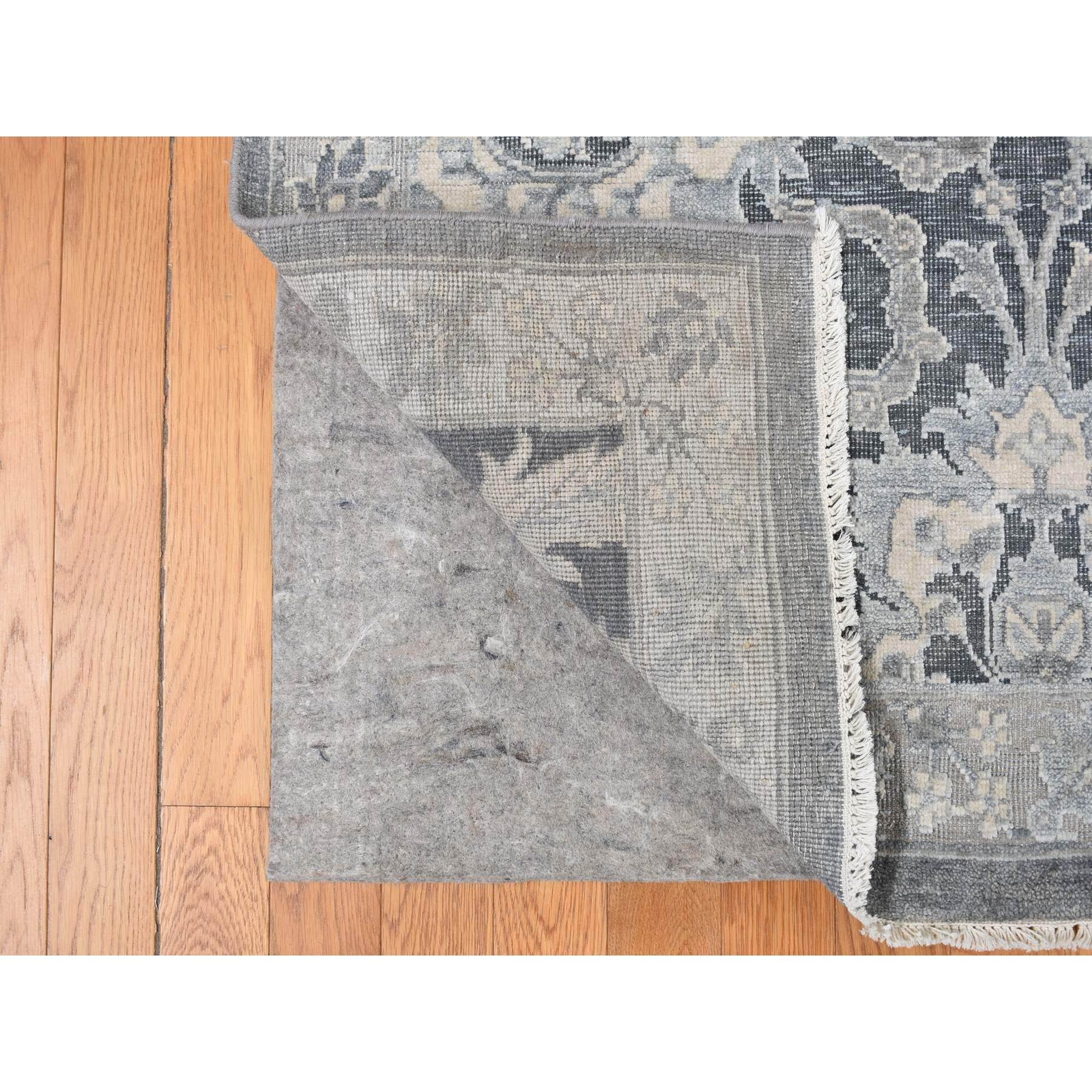 12’x15’8″ Gray Hand Knotted Oushak Influence Silk with Wool Oversized Rug R87953