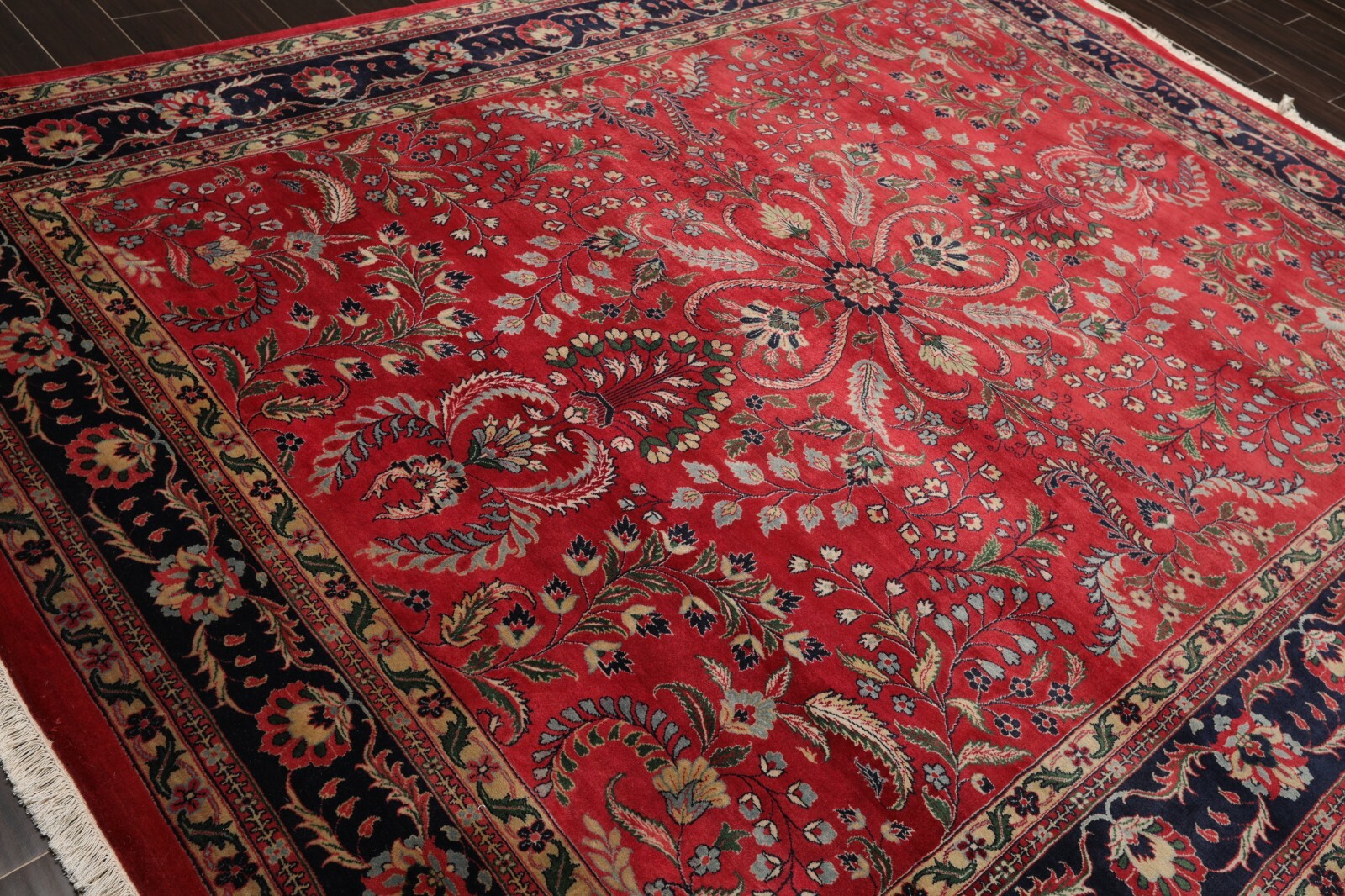 7’9″ x 9’9″ Hand Knotted 100% Wool Indo Saroukk 200 KPSI Area Rug Rose 8×10