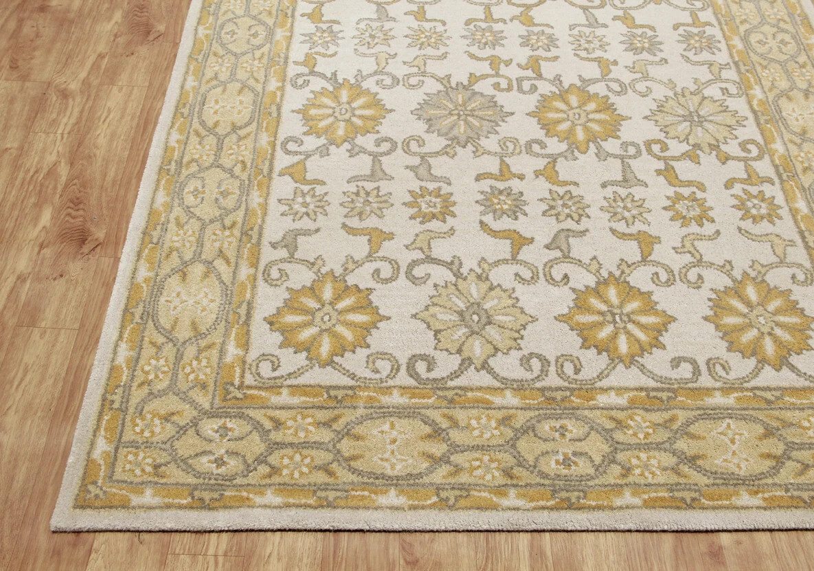 Tabitha Gold Oriental Oushak Floral Hand-Tufted 100% Wool Soft Area Rug Carpet
