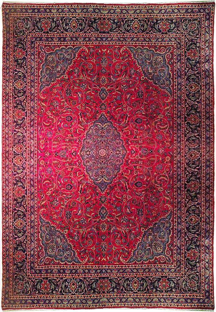 10×13 Red Semi-Antique Perrsian Kashaan Rug 73893