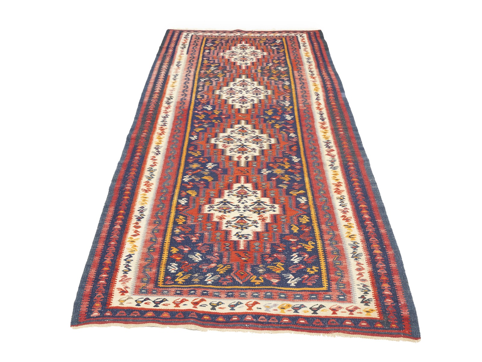 Multicolored Kilim Runner Rug Flat-Weave Tribal Oriental Hallway Carpet 4X9 ft