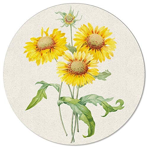 Round Area Rug 4ft Sunflowers with Blooming Sunflowers 3336L3935 4 ft