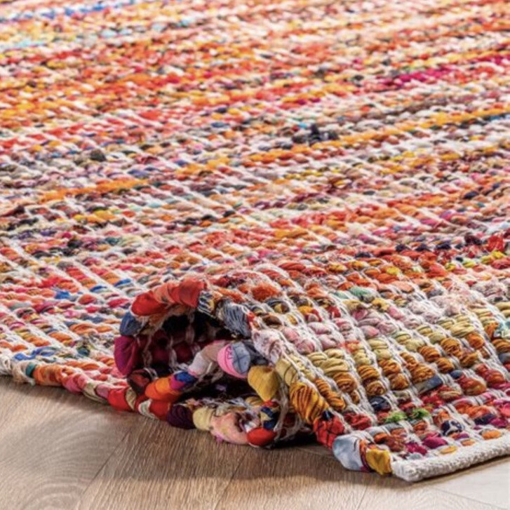 NEW nuLOOM Augusta Hand Made Chindi Bohemian Cotton Area Rug 2×3 Magenta India