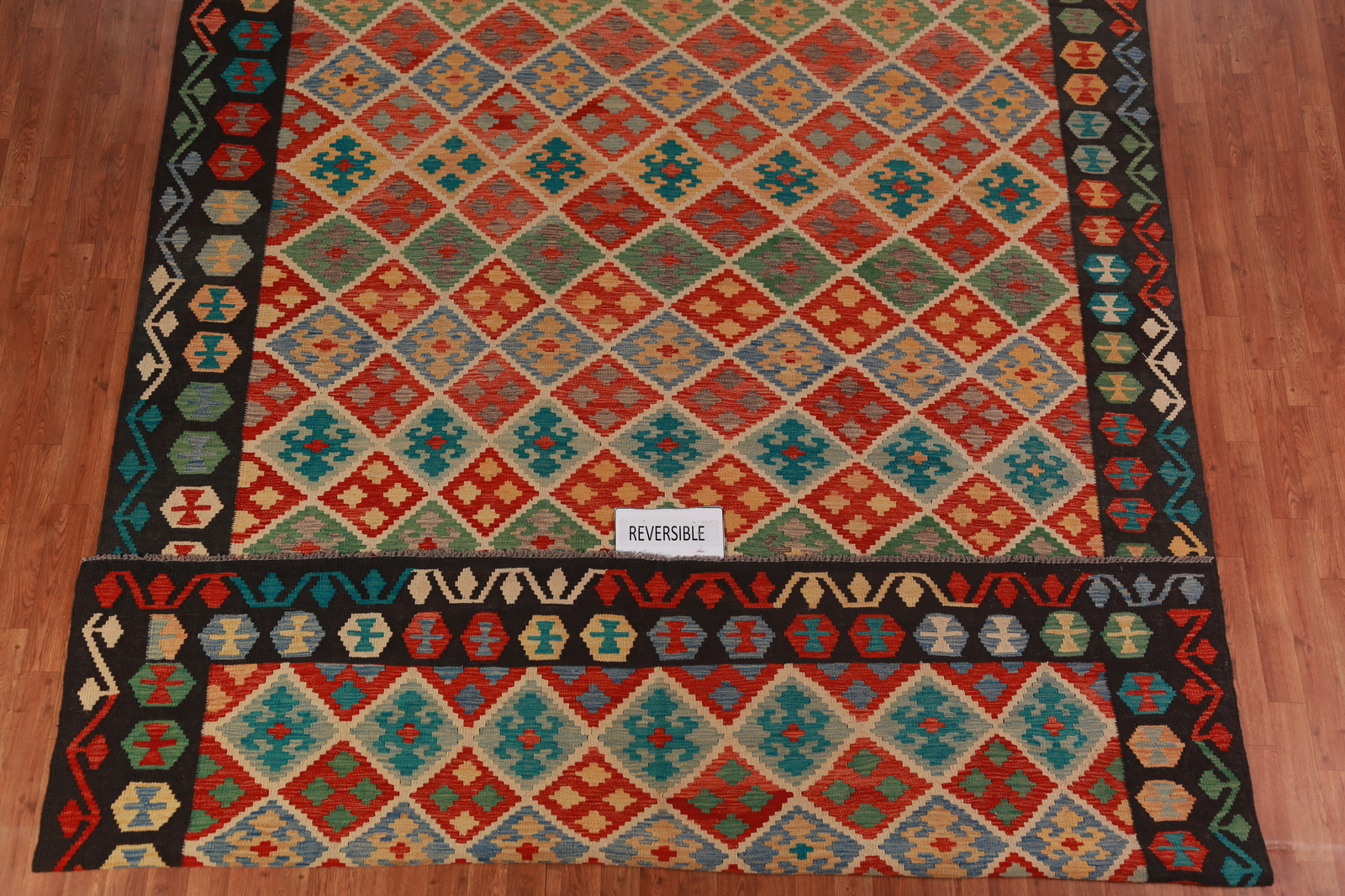 Dual-Sided Kilim Kelim Rugs Flatweave Wool Carpet 9×11 ft