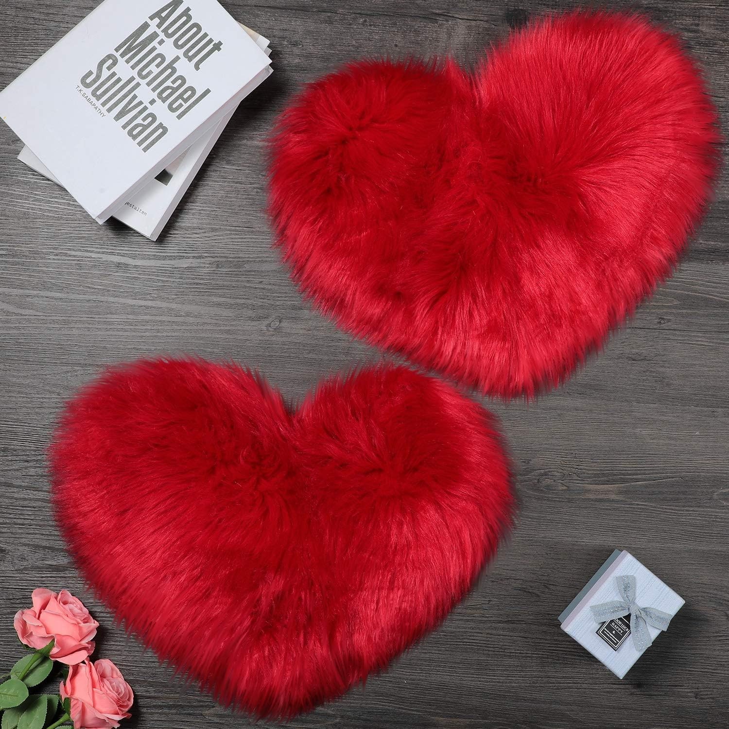2 Pieces Heart Shaped Rugs for Bedroom, Fluffy Faux Fur Rugs, Small Size for …