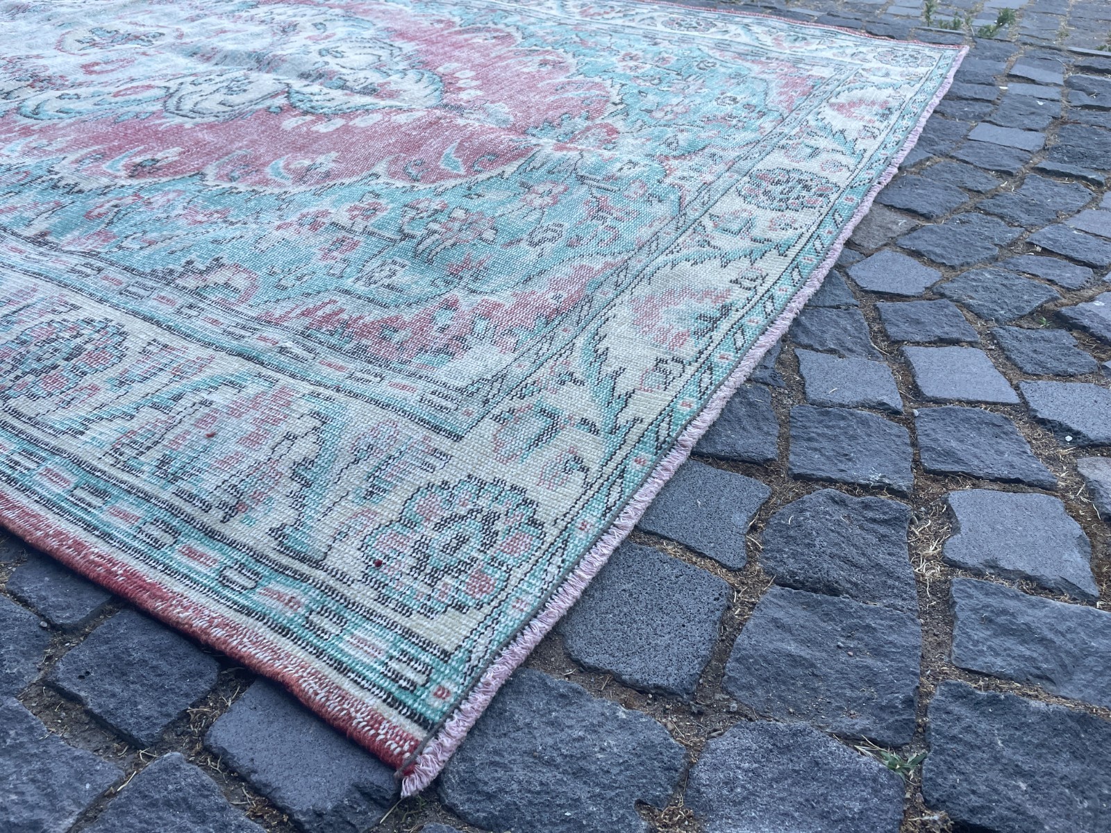 Turkish Vintage Rug, Handmade Wool Rug, Bohemian Large Rug, 6,3 x 9,3 ft