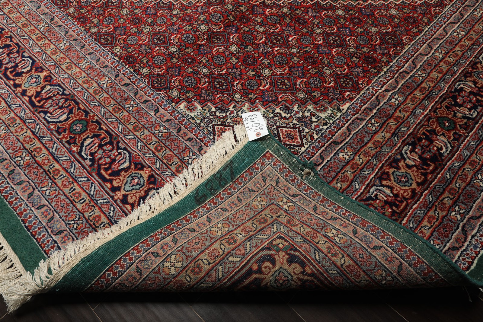 9’6″x14’5″ Hand Knotted Wool Green Tabrizz Traditional Medallion Plush Pile Rug