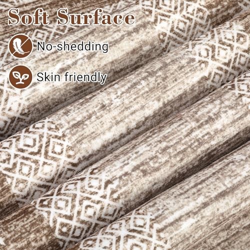 2×6 Modern Bordered Runner Rug Soft Non Slip Runner Washable Non Shedding
