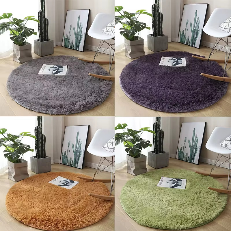 Plush round Carpet Living Room Decoration Super Soft Bedroom Fluffy White Carpet