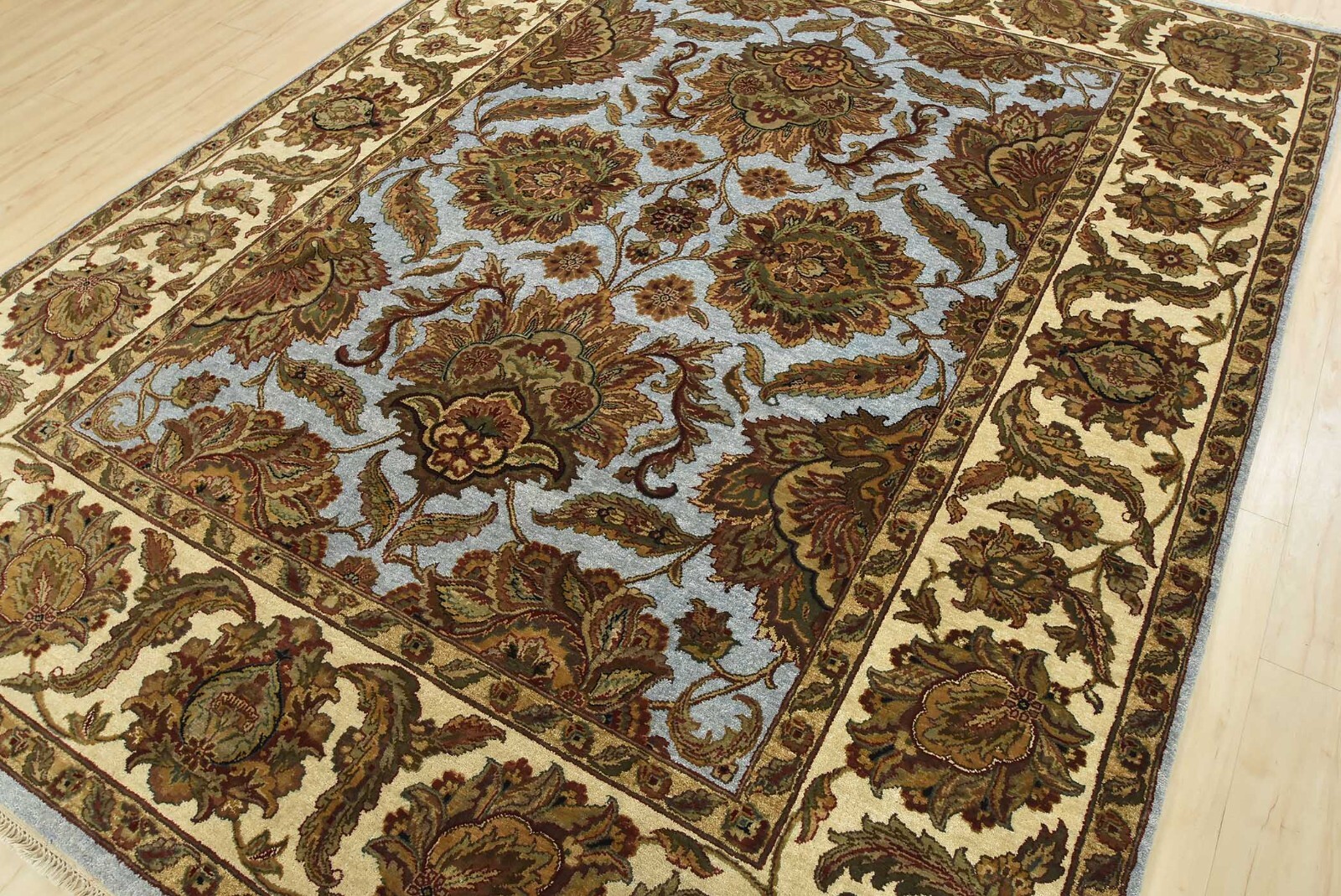 Agra Rug 8’1” x 10’8” Blue Wool Traditional Hand-Knotted Oriental Carpet