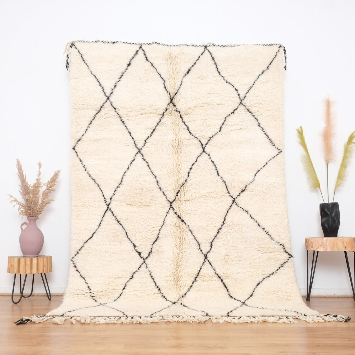 Hand-Woven 8×5 ft Beni Ourain Berber Area Rug – Authentic Moroccan