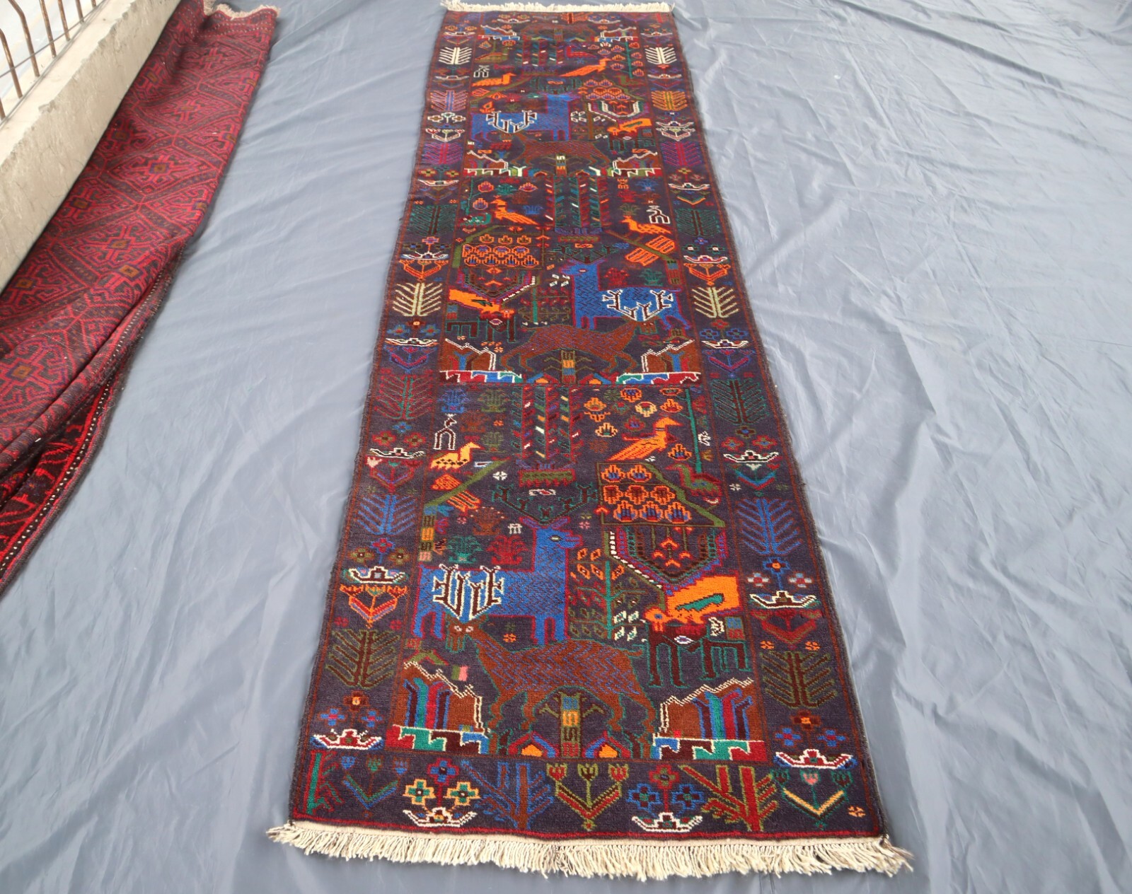 2’8×9’4 ft Vintage Afghan Animal rug, Handmade Vege Dyes Wool rug, Bedroom Rugs