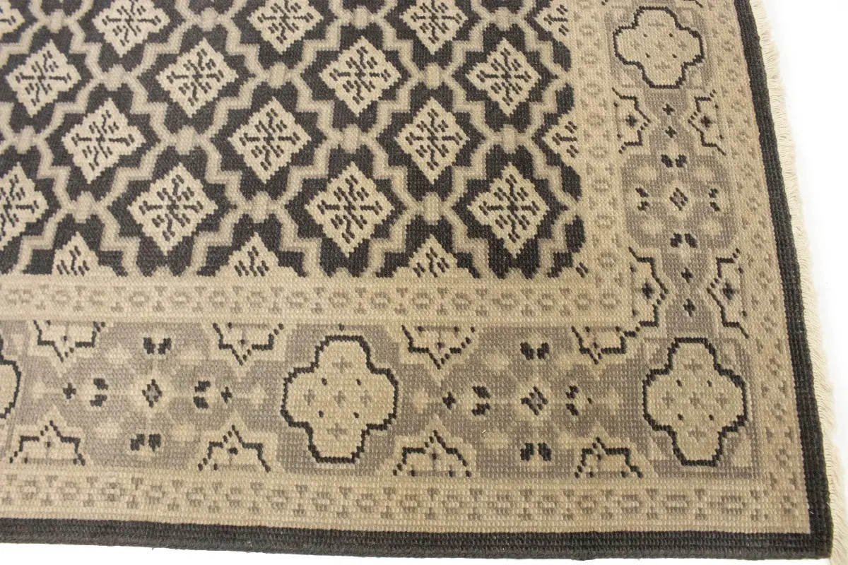 5’7X8’4 ft Handmade Transitional Oriental Rug Charcoal Gray Muted Modern Carpet