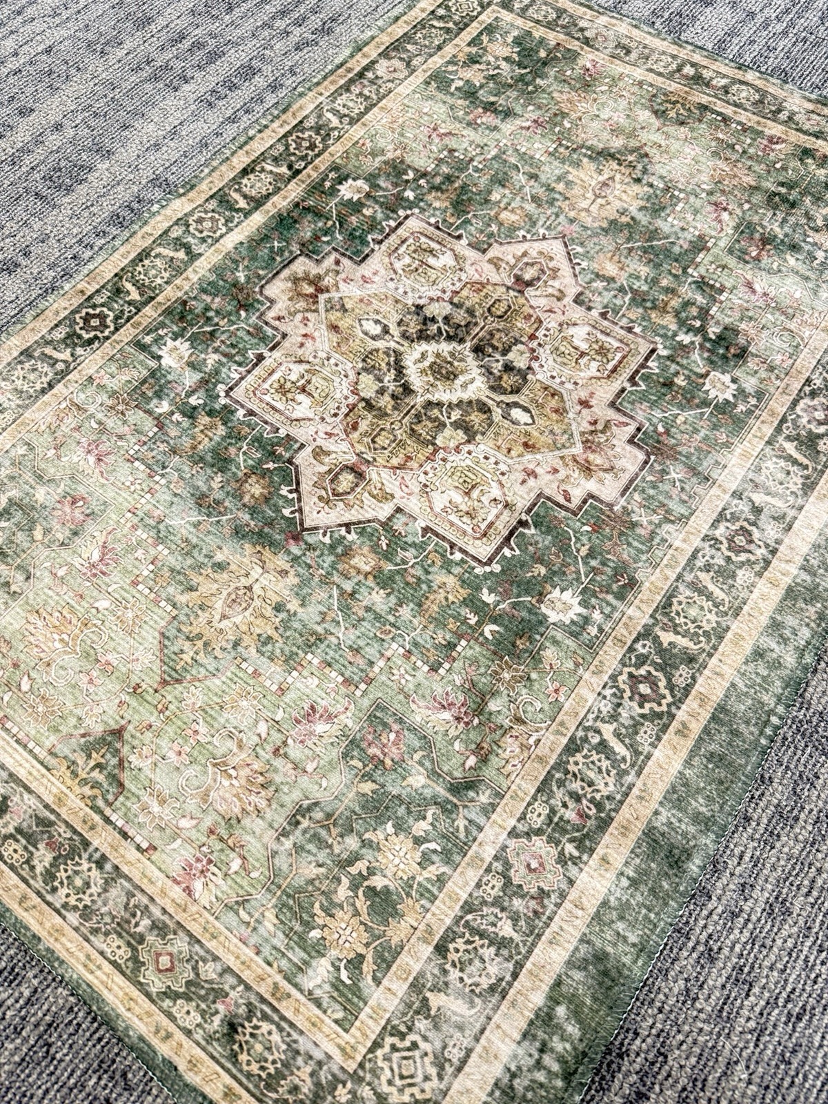 2×3 ft. Area Rug Green/Beige/Brown Non-Slip Washable