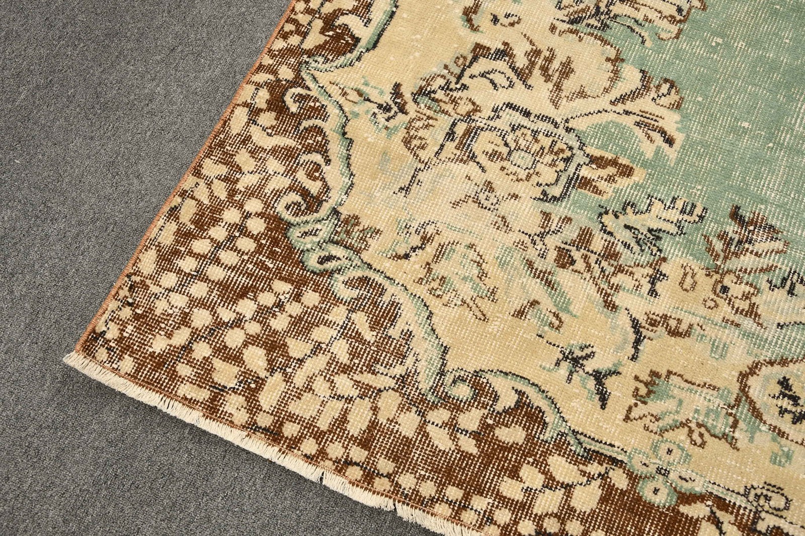 Turkish 5,9×9,2 ft Rug, Vintage Large Rug, Brown Oriental Rug