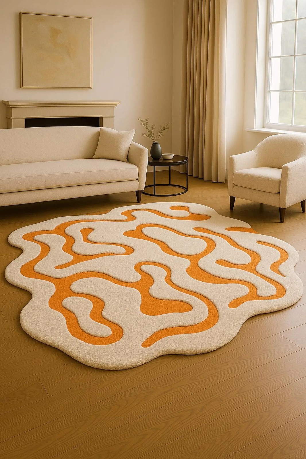 Hand Tufted Wool Luxury High-Low Embossed Cut Pile, Irregular Shape Modern Rug