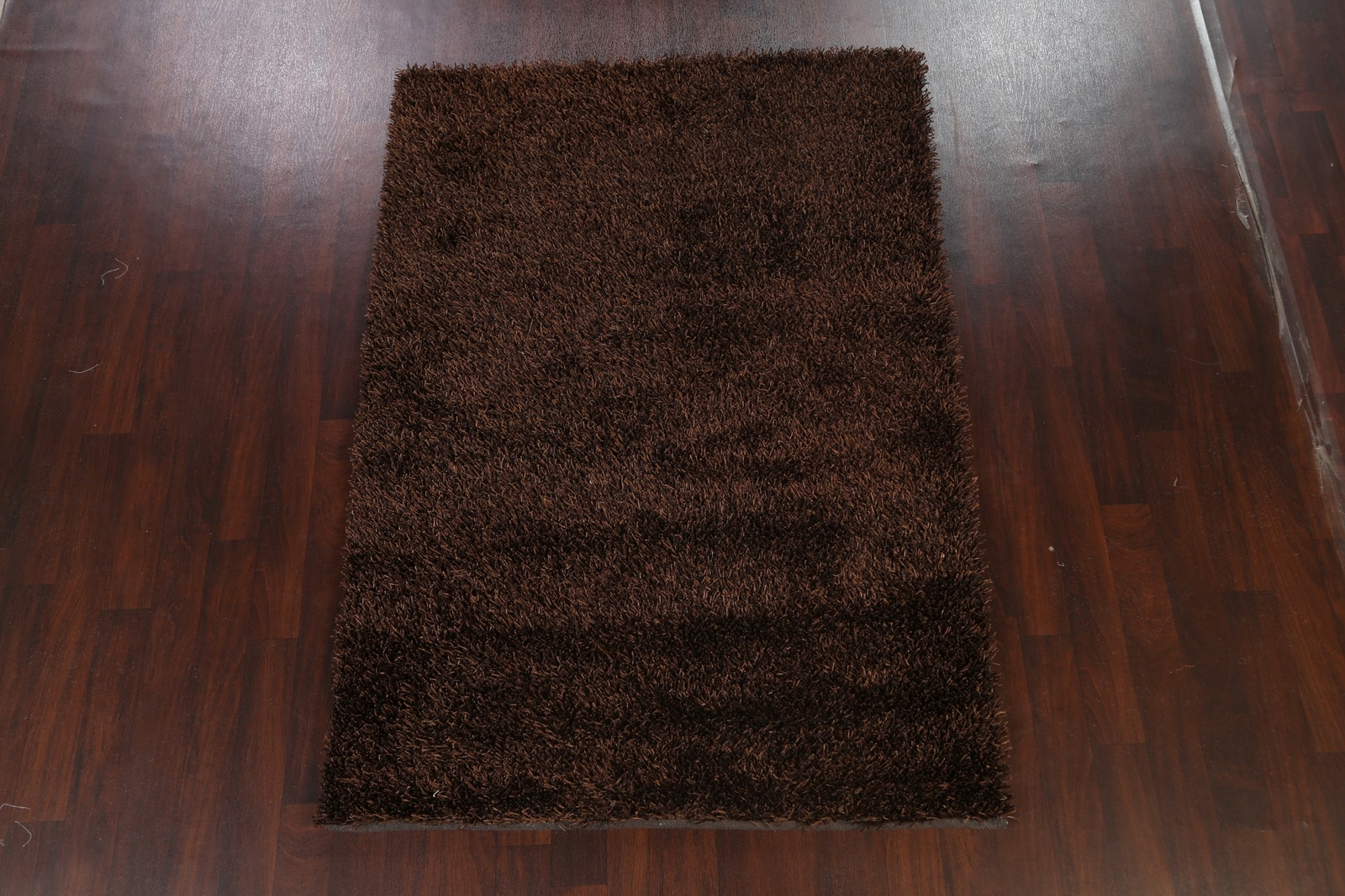 Thick-Plush Modern Shaggy Solid Oriental Area Rug Dark Brown Hand-Tufted 5×7 New
