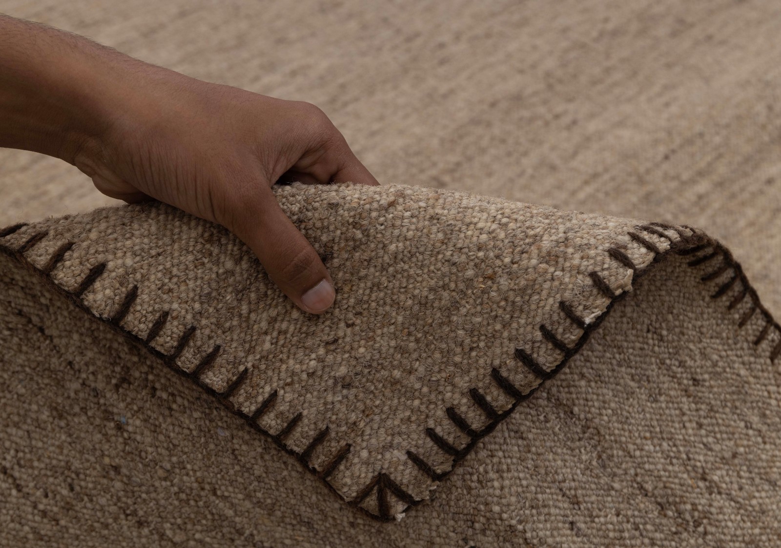 Beige Taupe Fine Weave Premium Wool Hand Woven Flatweave Kilim CUSTOM SIZE Rug