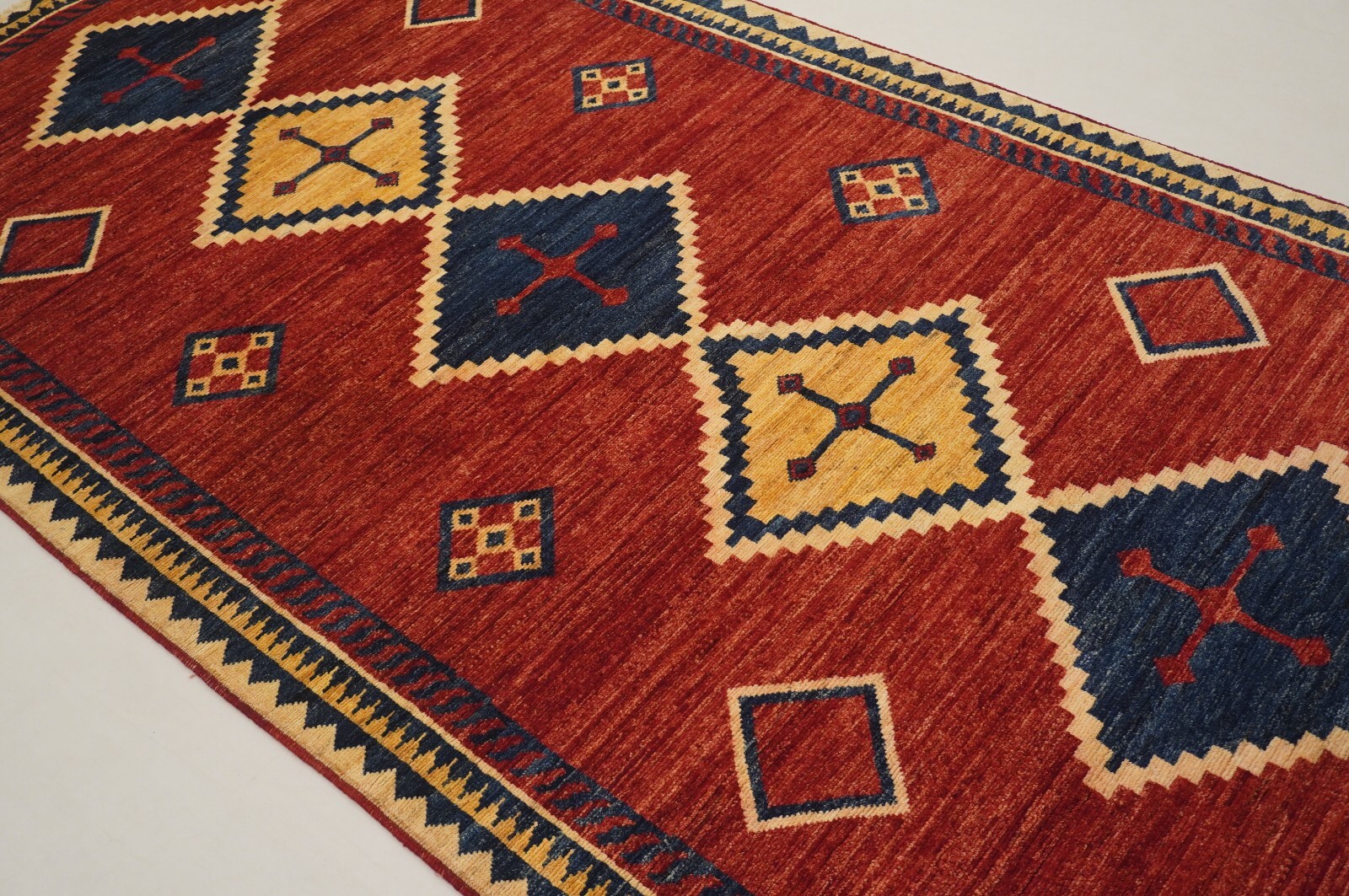 5 x 10 ft Red Tribal Gabbeh Afghan Hand-Knotted Rug