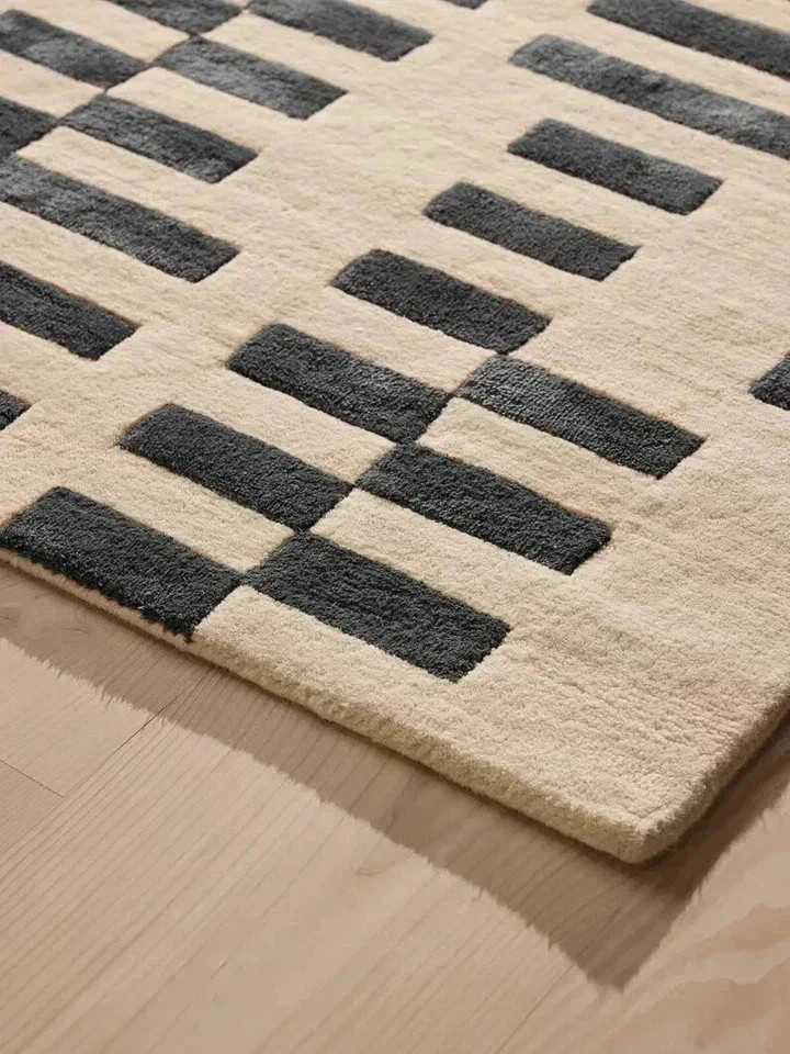 Rug Hand Tufted Rug Raya Black Hand Made Wool Carpets For Bedroom Aesthetic 9×15