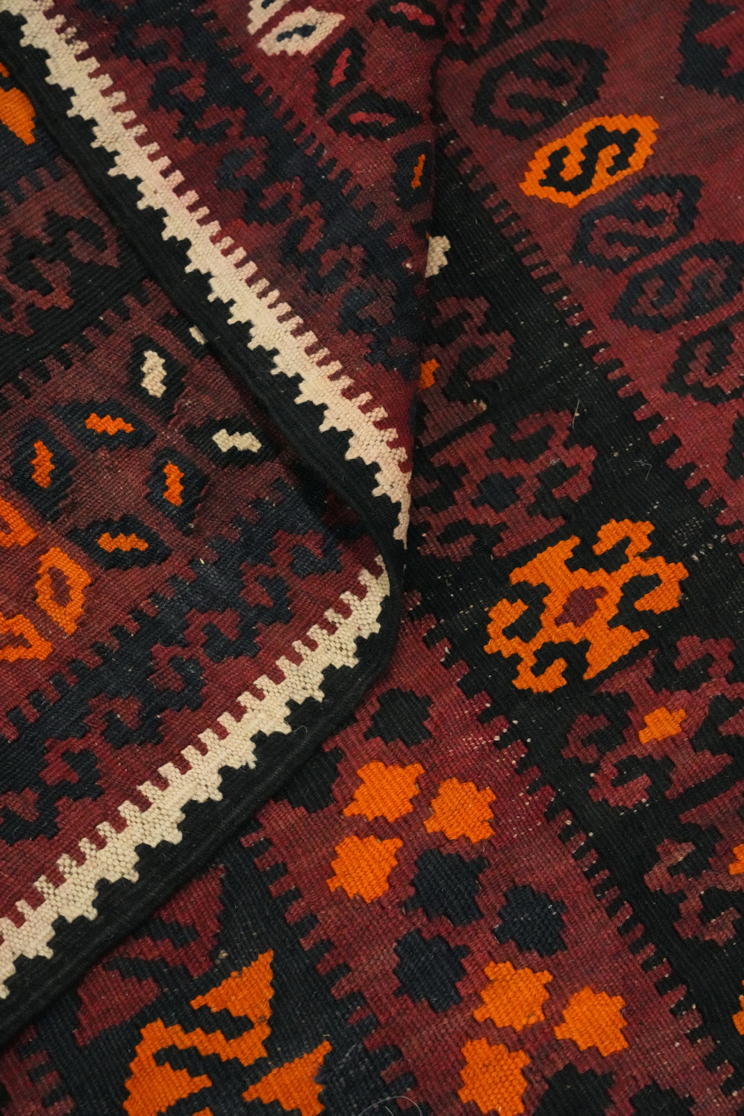 Reversible Red Kilim Large Rug 9×15 Ft Flat Weave Geometric Wool Carpet Tribal