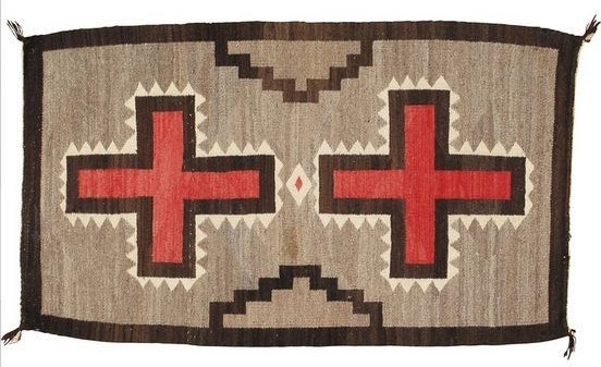 Large Wool Two Gray Hill Rug Navajo Handmade Southwest Native American Style Rug