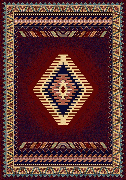 SOUTHWESTERN burgundy LODGE 4×6 apache style AREA rug : Approx 3′ 11″ x 5′ 3″