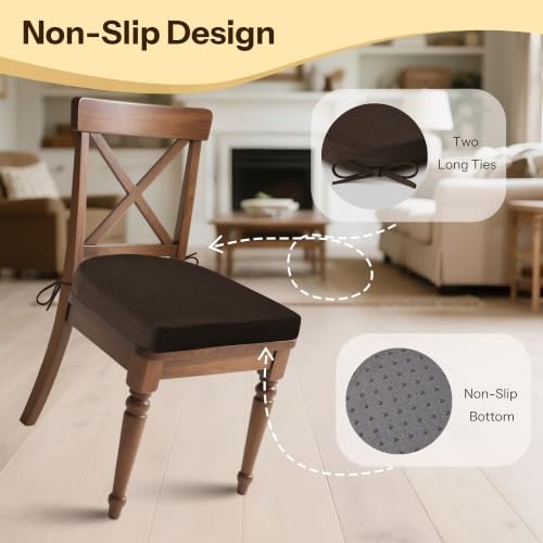 Dining Chair Cushions Set of D-Shape | Removable 16″X16″X2″ 2 Dark Brown