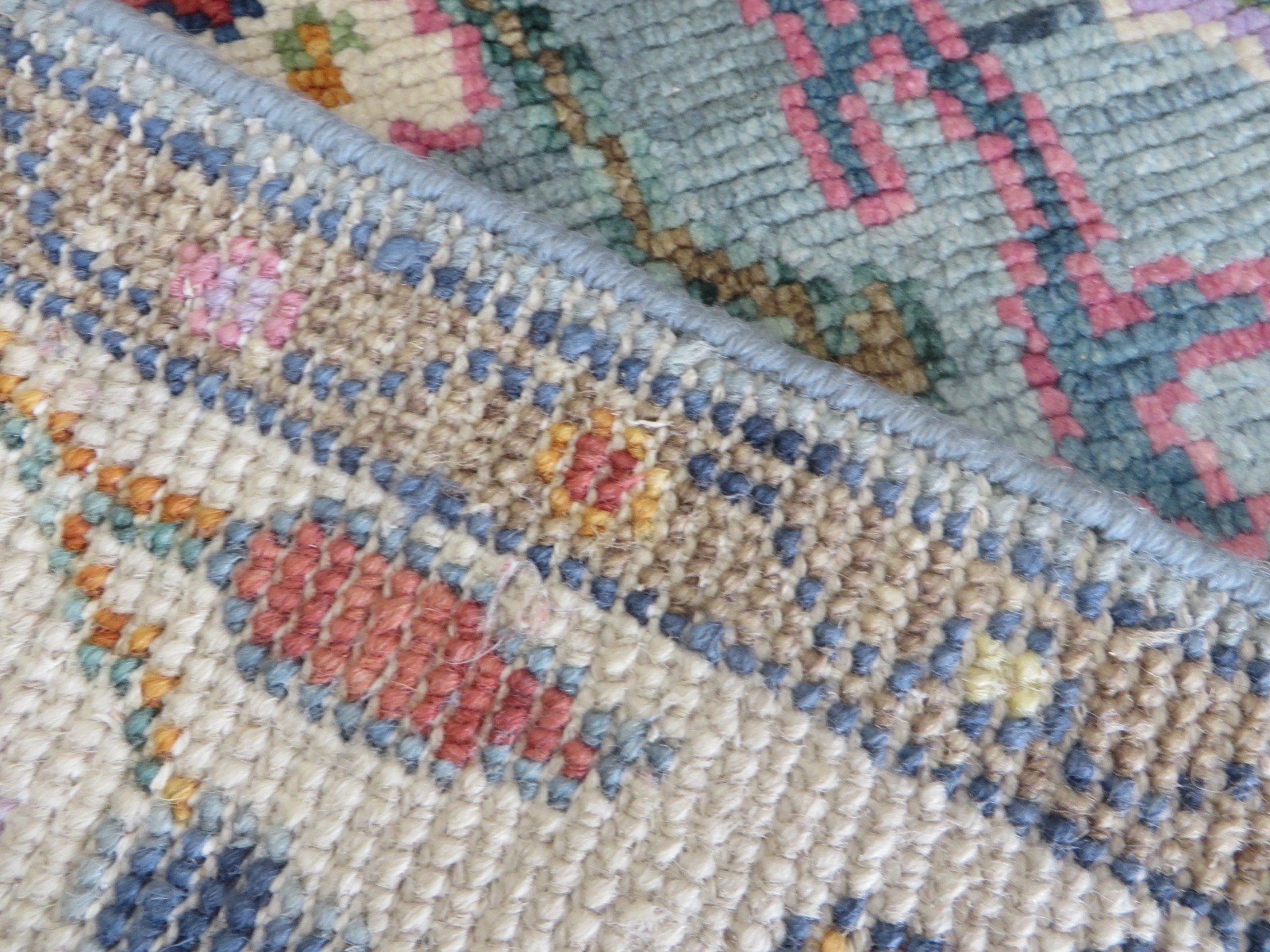 2’10 x 5’11 Runner Hand Knotted Blue Colorful Oushak Oriental Rug G16886